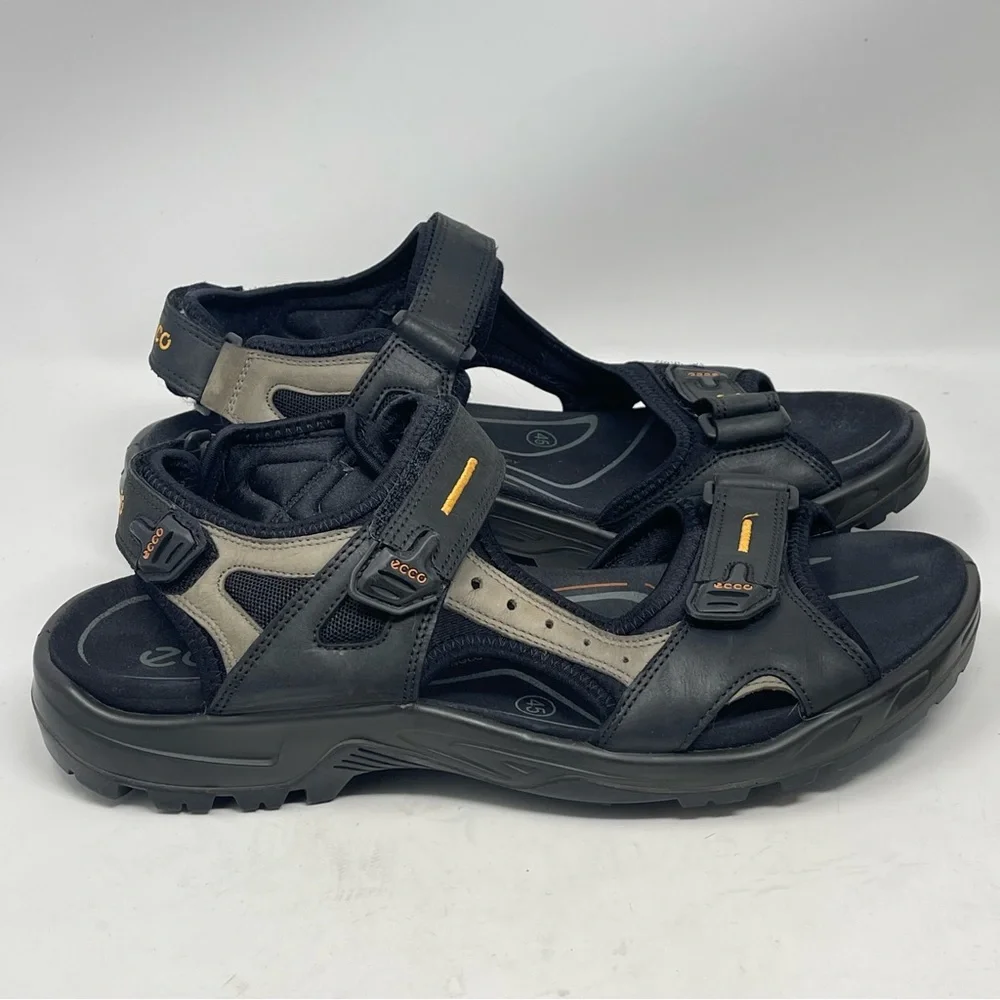 Ecco Yucatan Receptor Sandals Mens 11 - 11.5 EU 45 Black Brown Hiking Sport FLAW - Picture 3 of 15